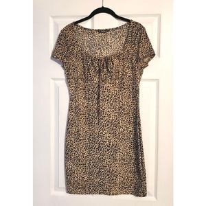 Shein Leopard Front Tie Bodycon Dress